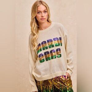 BiBi Mardi Gras Sequin Lattering Knit Top 10010054439